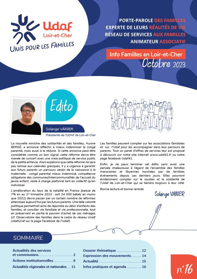 Journal Info Familles En Loir Et Cher N°16 Udaf 41 Loir Et Cher